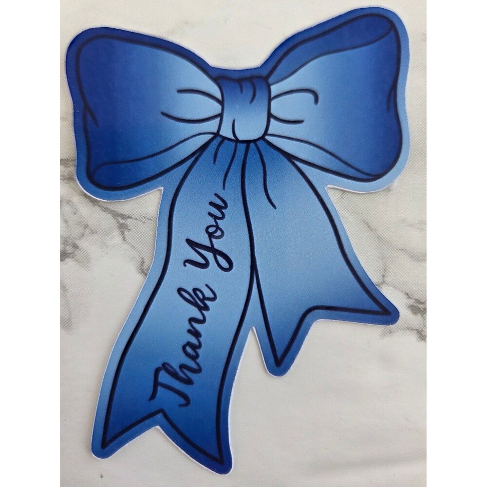 50 Blue Bow Thank You Cards | Cute Gift Packaging Decoration